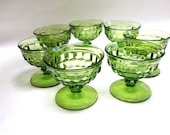 70s Modern Set Of Seven Green Compotes Footed Bowls Desert Dishes