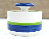 Vintage Noritake Craftone Polka Pattern Covered Sugar Bowl