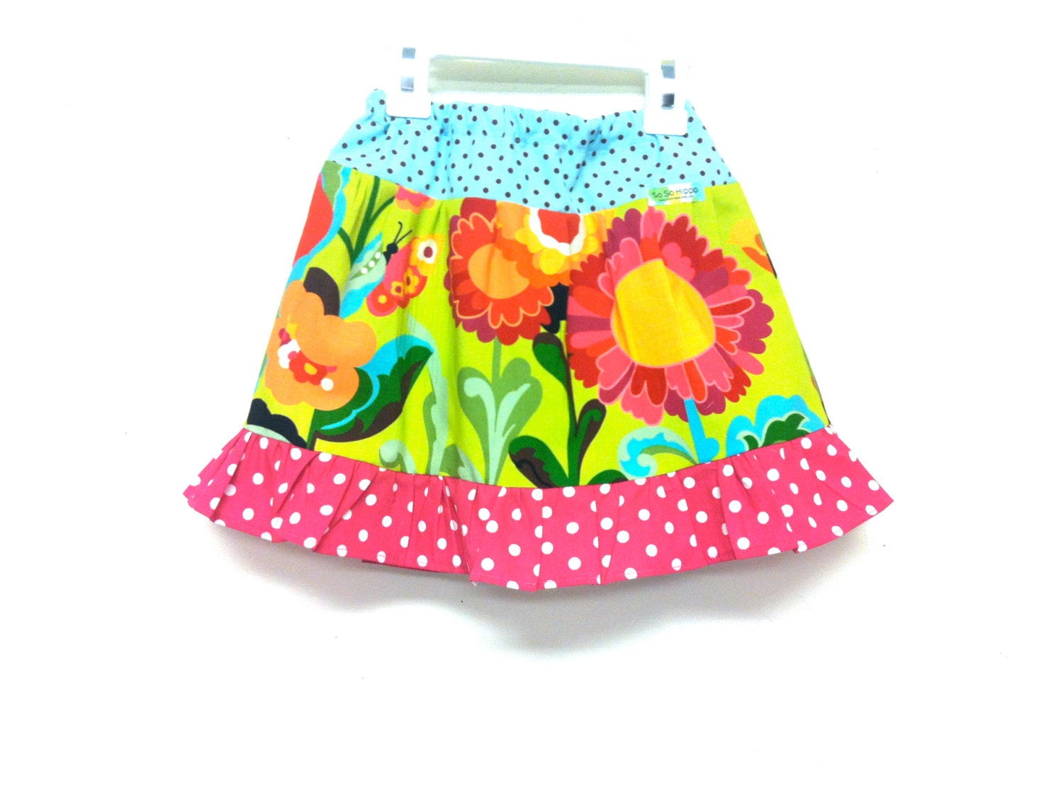 colorful daisy flowers Van Gogh garden children's ruffled skirt size 4/5