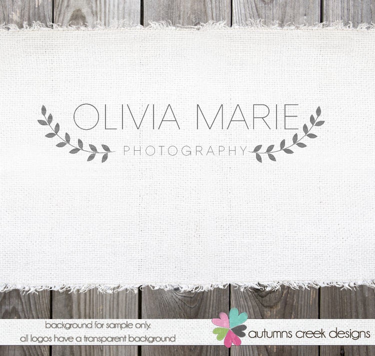 Custom Premade Photography Logo - Vine Leaf Logo Watermark Design Logo