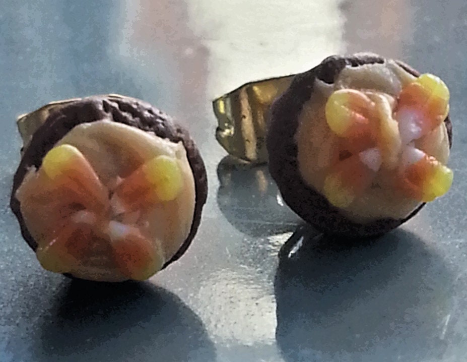 chocolate and orange  cake earrings