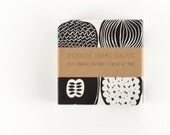 Ceramic Tile Coasters Marimekko Kompotti Black and White or Color Version, set of 4
