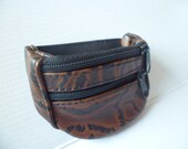 Small Coin Purse Or Wrist  Wallet  Brown With Design Comfortable Bracelet