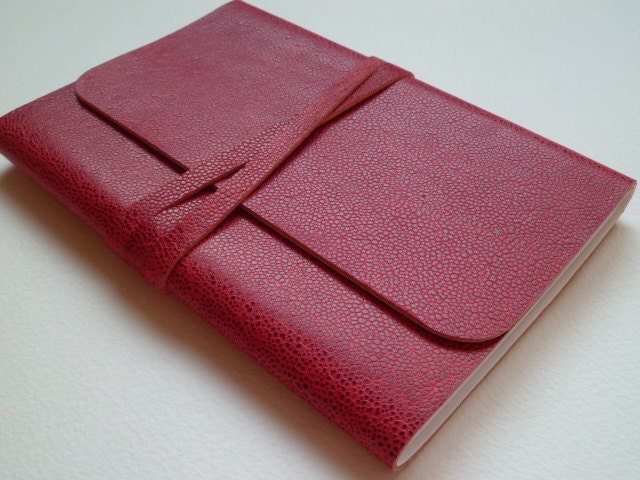 Leather Bound Notebook/Journal Speckled Red Handmade