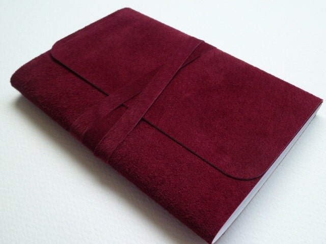 Suede Bound Notebook/Journal Dark Rich Wine Handmade