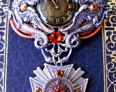 Steampunk Medal (Medal202) - Military Style - Dragon Aviation Design - Brass and Swarovski Crystals