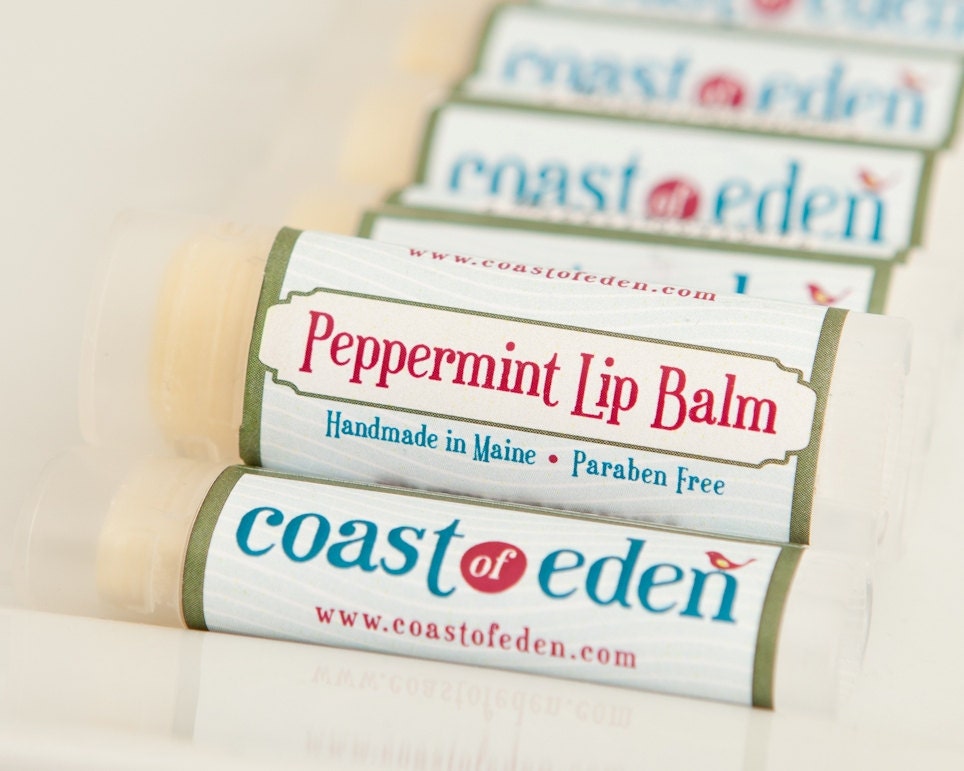 Lip Balm - Peppermint - Shea Butter Lip Balm All Natural - Handmade in Maine - Coast of Eden - Organic