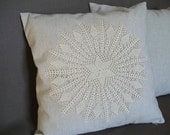 Decorative Cotton - Linen 17x17 Pillow Cover Crochet Appliqued Sofa Pillowcase