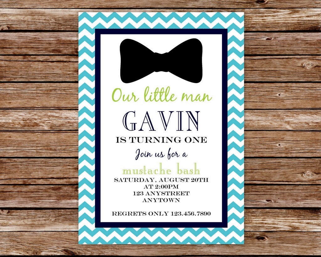 Printable Chevron Little Man Birthday Party Invitation