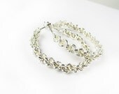 Vintage Chain Hoop Earrings / Hoop Earrings / Silver Tone Hoop Earrings - Boucles d'Oreilles.