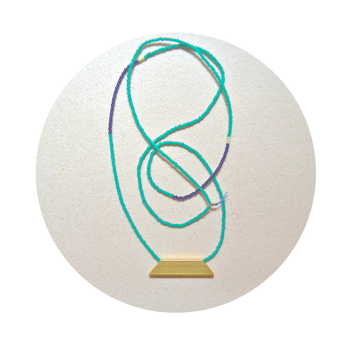 The Tribeca Necklace in Emerald- Minimal Hand Cut Brass Trapezoid with Modern Color Palette