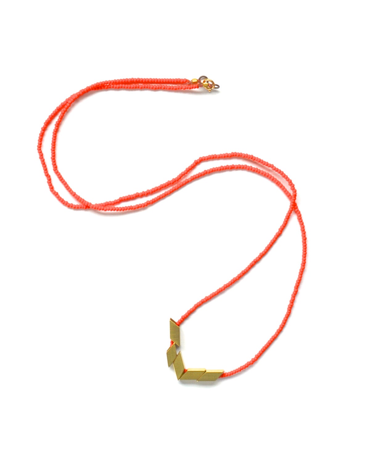 The Helsinki Series in Coral- Modern Geometric Necklace