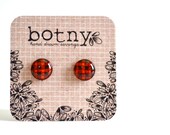 Crimson Red and Jet Black Checkered Buffalo Plaid Brook Earrings