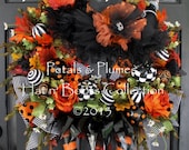 CUSTOM ORDER-Halloween Wreath-"ThE WiCkEd WiTcH oF ThE SoUtH"  Fall Wreath-Petals & Plumes Original Design(See Production Time for shipping)