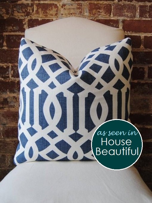 Imperial Trellis - Navy - Schumacher - Pillow Cover - 20 in square - Designer Pillow - Decorative Pillow - Throw Pillow