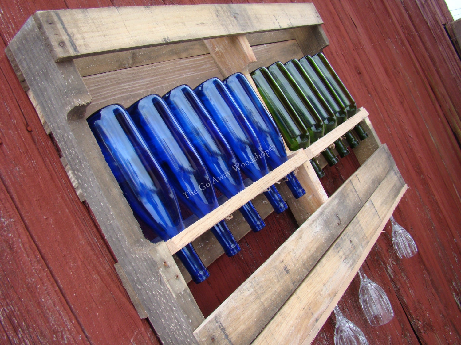 Recycled wine and stemware rack