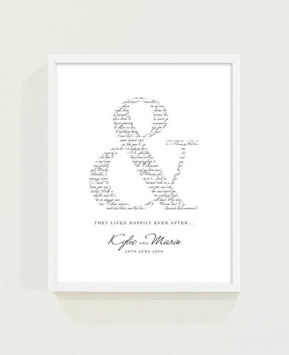 Valentine's Day Ampersand Wedding Vows Customised 11"x14" Keepsake Print for Newlyweds & Anniversaries Il_570xn