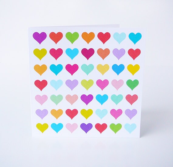 Printable Valentines Day Card - Bright Hearts Il_570xn