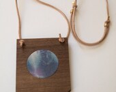 Hand dyed silk and walnut pendant adjustable necklace