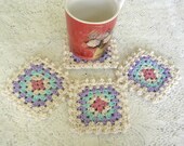 Crochet Coasters with Cork Insert - Shabby Chic Pastels