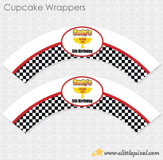 Lightening McQueen-ish Party Theme Cupcake Wrappers - Personalized Printable Il_570xn