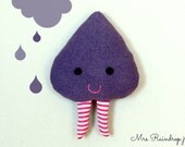 Kawaii upcycled raindrop plushie - purple Ombre Soft and cuddling stuffed toy