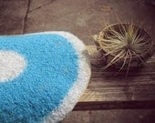 Wool felted placemat - turquoise blue and grey - Ocean colors - accent, home decor