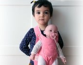Pink waldorf doll carrier, bear carrier toy. American Girl doll sling. Role play kids. Special edition.