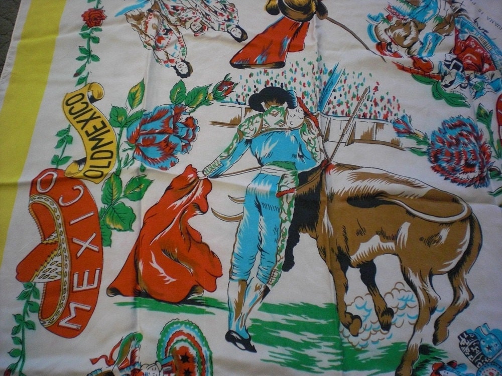 Vintage Mexico Souvenir Scarf