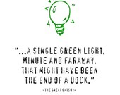 sale // F Scott Fitzgerald The Great Gatsby, Green Light Quotation Art Print, 5x7