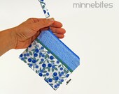 Mini Zip Pouch by MinneBites / Handmade Credit Card Case - Blueberry Coin Purse - Travel Jewelry Bag - Camera Case, ready to ship