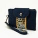 Smartphone Wallet by MinneBites / Handmade Womens Wallet Wrist Strap - Navy Yellow - Gift for Her - iPhone Passport Wristlet, ready to ship