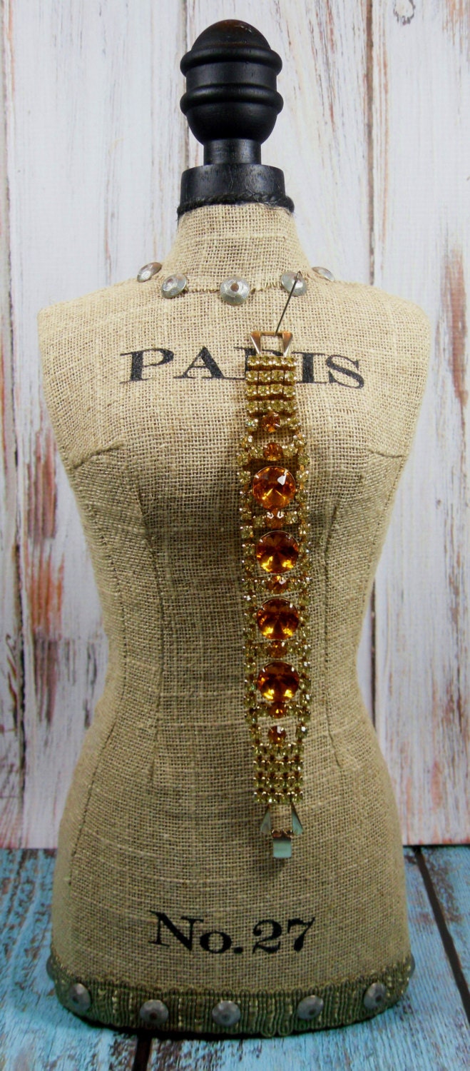 Vintage Amber Crystal Bracelet