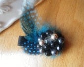 OOAK Hair clip Feathers and Vintage Jewels