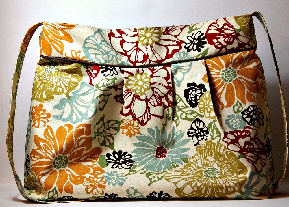 Extra Large Pleated Diaper Bag in Floral Fiesta