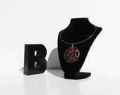 Silver Necklace with Carved Wood Pendant