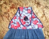 Blueberry and Raspberry on Blue Hanging Kitchen Bar Hand Towel - HT292