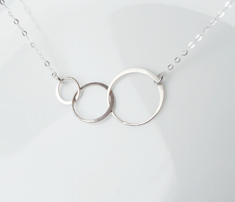 Three circle necklace, eternity circle,sterling silver necklace