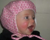 Baby Girls Winter Hat Berret Pink Polka Dot