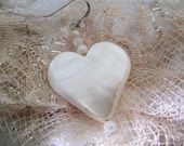 White Heart Earrings