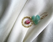 Rose in Filigree Ring Vintage Style Earrings