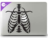 MAC DECAL vinyl laptop stickers Wall Computer Geekery Skeleton Decal Rib cage - Apple Heart 223