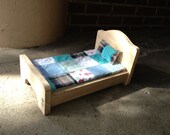 13" Baby Doll Bed, sturdy mortise-and-tenon construction, unfinished maple ready to paint, salvaged wood.