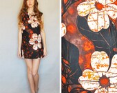 1960s Bark Cloth Hawaii Hawaiian Mini Dress Indorables of California Surfer Beach Small Medium