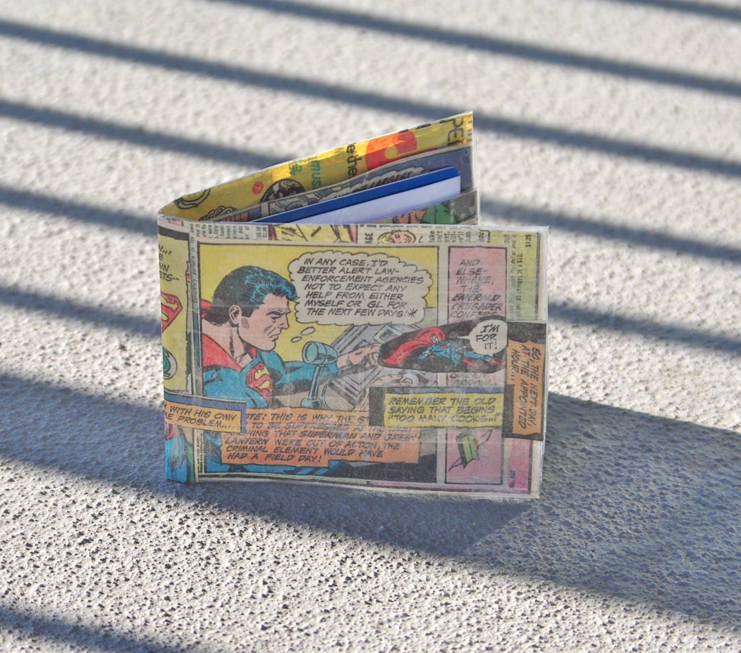 Superman Wallet handmade recycled comic book bi-fold billfold justice league of america green lantern wallets superhero gift for geeks