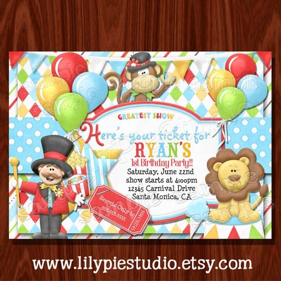 NEW Carnival Circus Birthday Invitation printable digital file Il_570xn