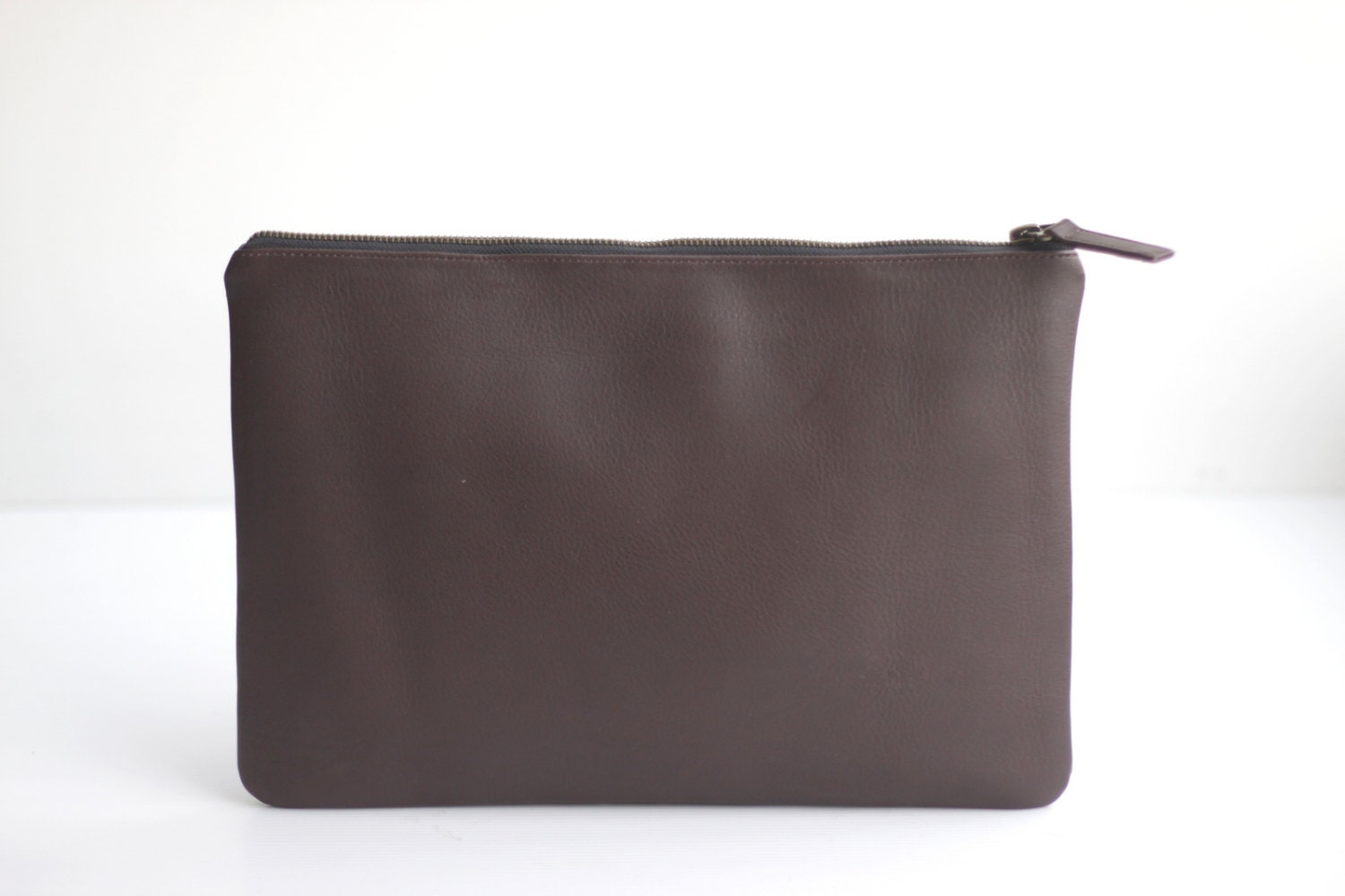 Medium Leather Carry-all Clutch in Espresso