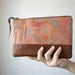 Clutch Purse Cosmetic bag Leather bottom Native vintage tribal Fabric