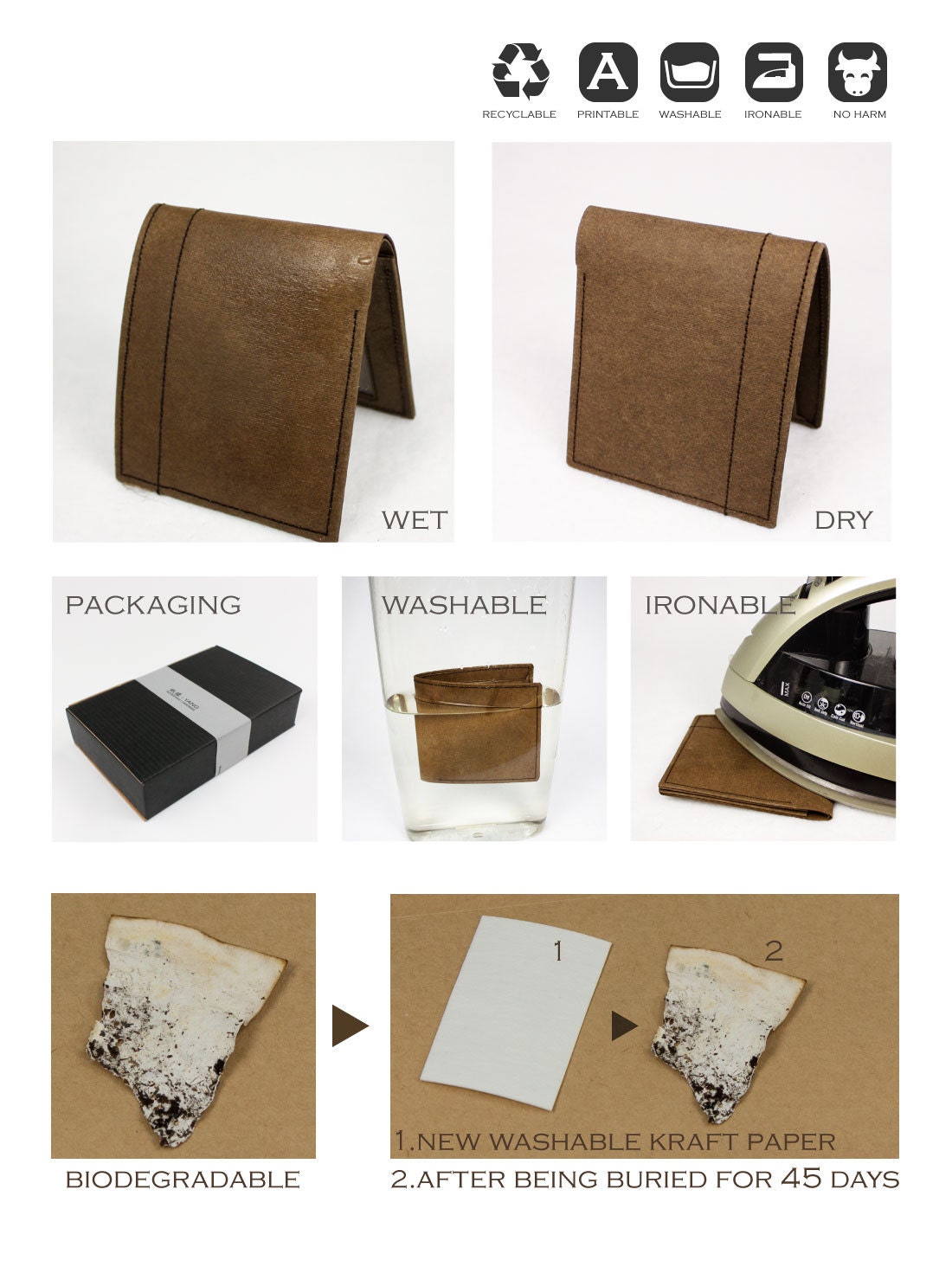 Washable Kraft Paper Tablet Computer Sleeve - Inter-Office Mailer Style