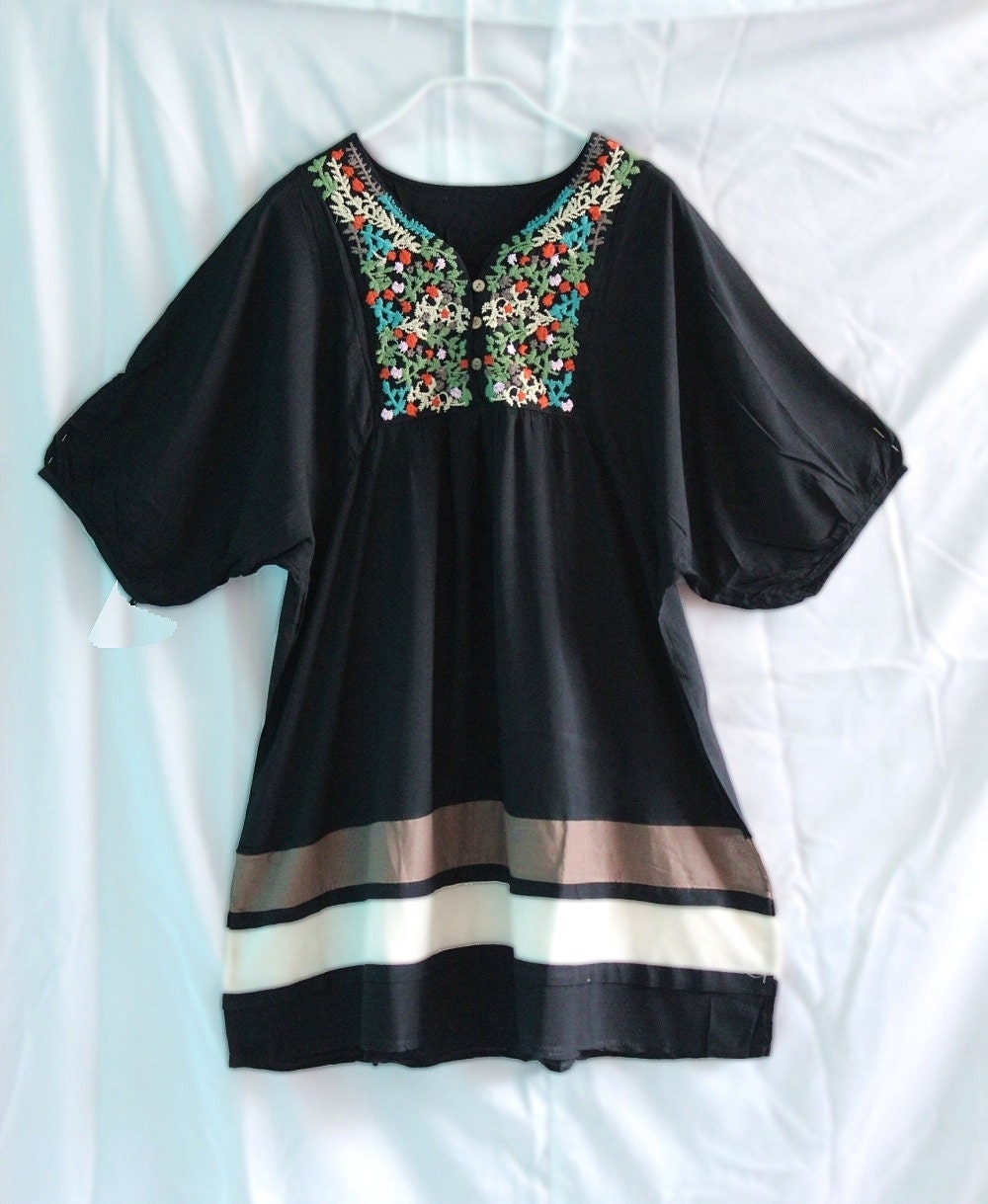 Black Women Shirt Plus Size Clothing Top Blouse Maternity T-shirt Tunic Dress Caftan Kaftan Cotton